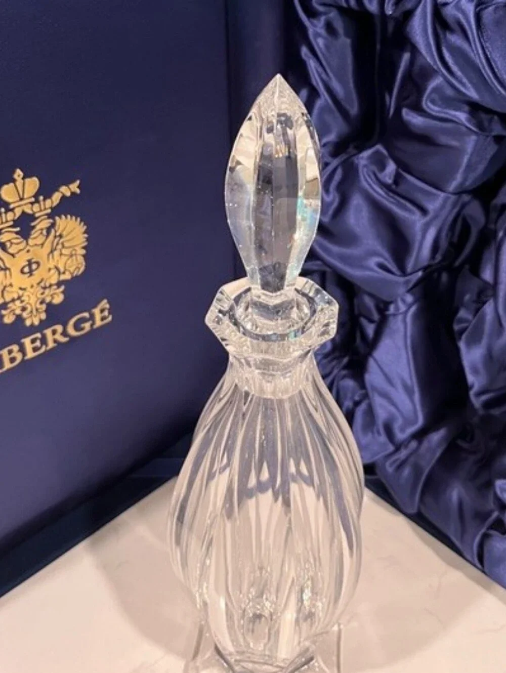 House of Faberge Czarina Crystal‎ Decanter Set 4 Liqueur Shot Glasses Case NIB